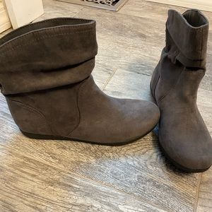 Grey faux suede boots
